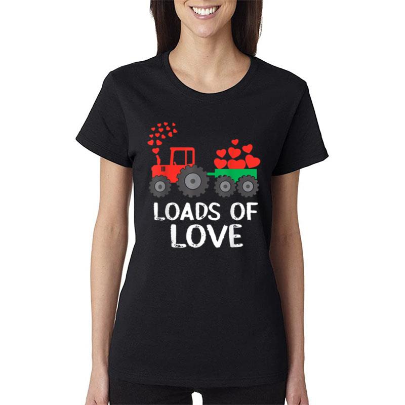 Kids Loads Of Love Tractor Cute Valentines Day Truck Toddler Women T-Shirt