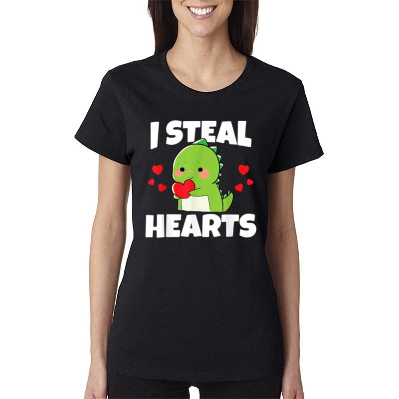 Kids Steal Hearts Trex Dino Baby Boy Valentines Day Toddler Ver 1 Women T-Shirt