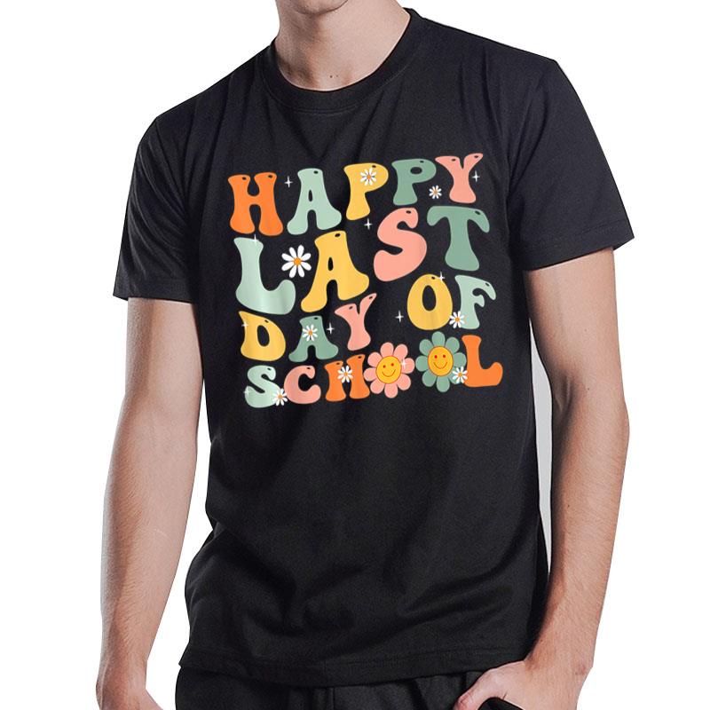 Last Day Of School Teachers Student Graduation Retro Groovy T-Shirt