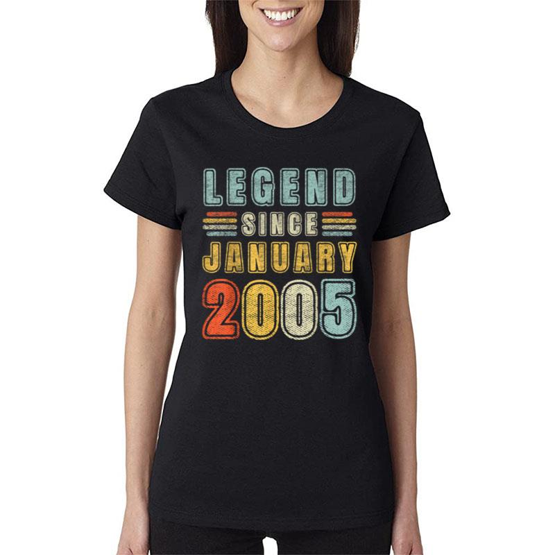 Legend Since January 2005 18 Years Old Vintage 18Th Birthday Women T-Shirt