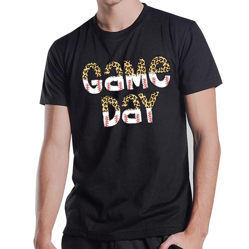 Leopard Baseball Game Day Vibes Baseball Mom Game Day T-Shirt