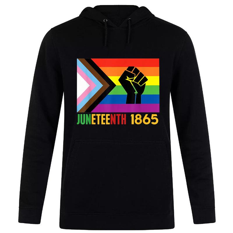 Lesbian Juneteenth 1865 Lgbt Gay Pride Flag Black History Hoodie