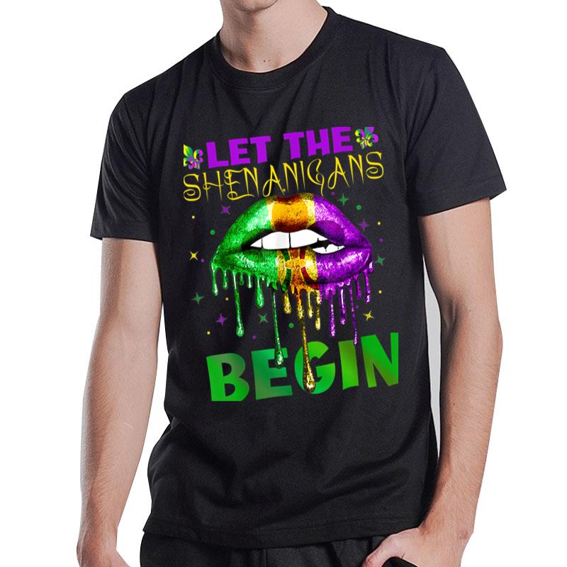 Let The Shenanigans Begin Mardi Gras Lips Kids Men Women T-Shirt