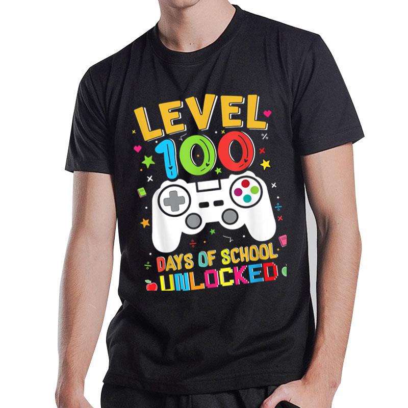 Level 100 Days Of School Unlocked Gamer 100Th Day Of School T-Shirt