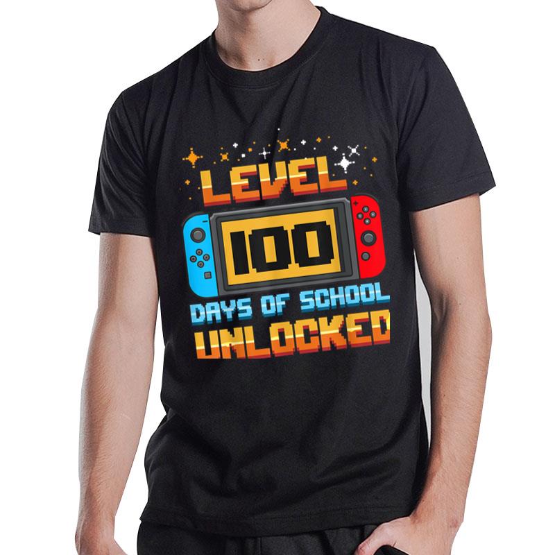 Level 100 Days Of School Unlocked Gamer Funny 100Th Day T-Shirt