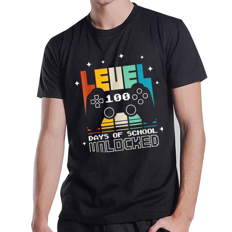 Level 100 Days Of School Unlocked Gamer Video Games Boys Ver 1 T-Shirt