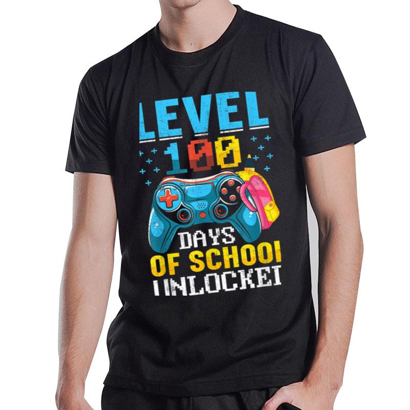 Level 100 Days Of School Unlocked Gamer Video Games Boys Ver 3 T-Shirt