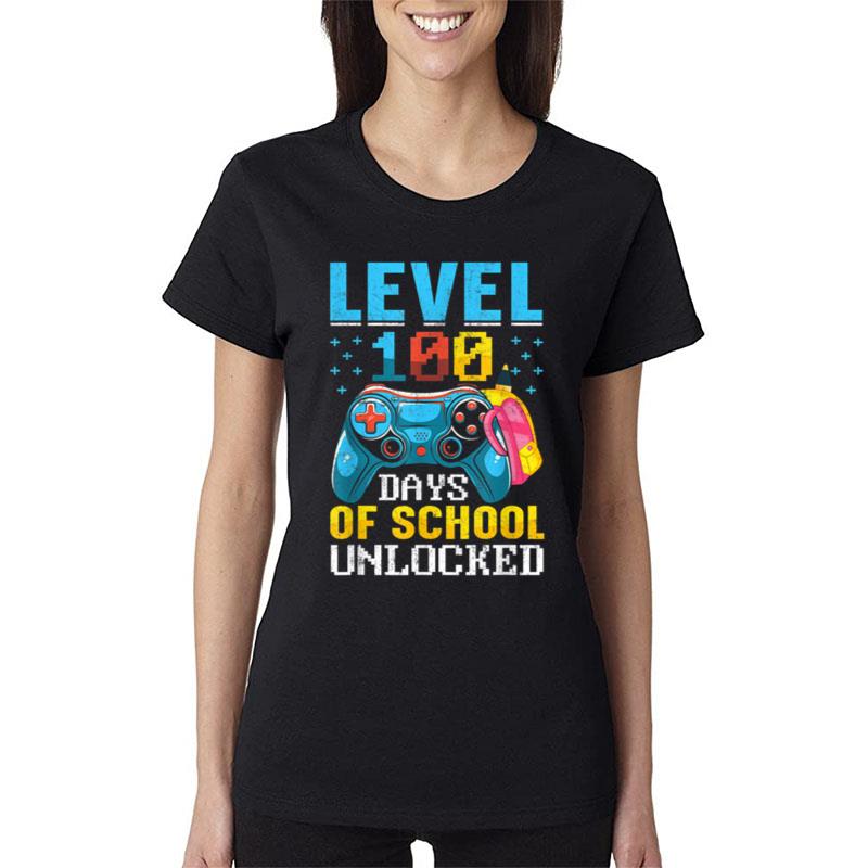 Level 100 Days Of School Unlocked Gamer Video Games Boys Ver 3 Women T-Shirt