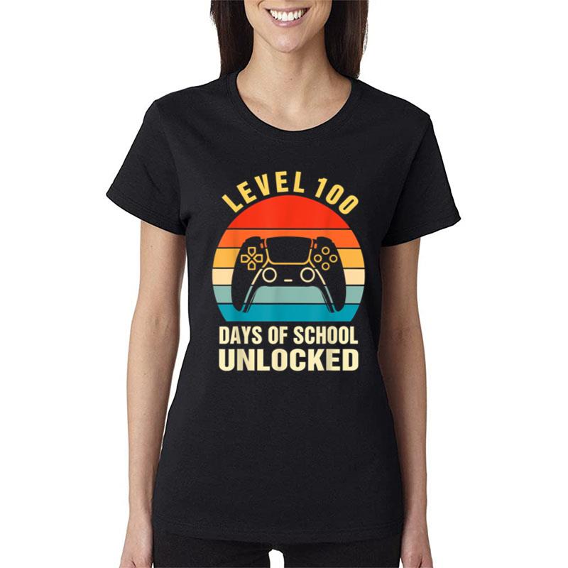 Level 100 Days Of School Unlocked Gamer Video Games Boys Ver 6 Women T-Shirt