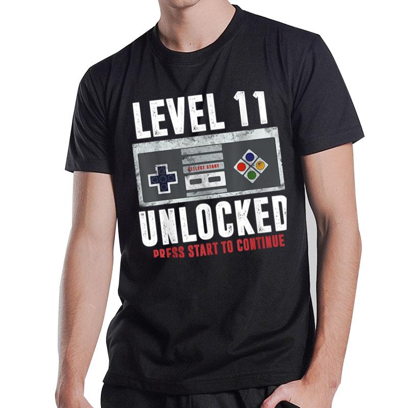 Level 11 Unlocked 11 Year Old Funny Gamer 11Th Birthday Gift T-Shirt