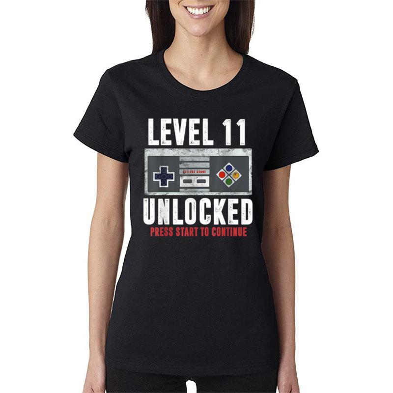 Level 11 Unlocked 11 Year Old Funny Gamer 11Th Birthday Gift Women T-Shirt