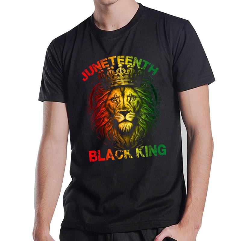 Lion Juneteenth Black King Melanin Father Dad Son T-Shirt