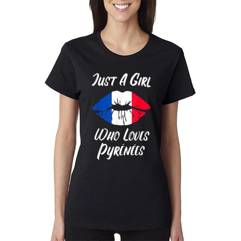 Lips Mouth Love French Flag Pyrenees Women T-Shirt