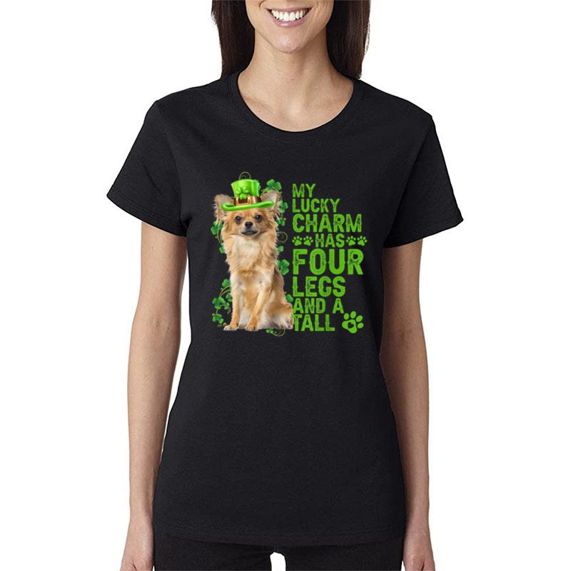 Long Haired Tan Chihuahua Green Hat Charm St.Patrick'S Day Women T-Shirt