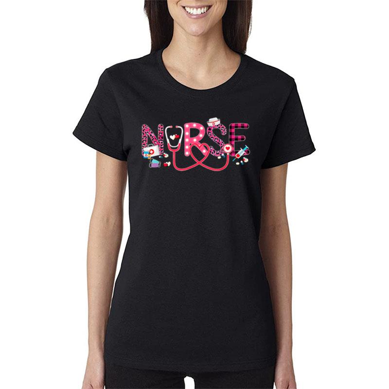 Love Stethoscope Nurse Life Valentine Day 2023 Women Gifts Women T-Shirt