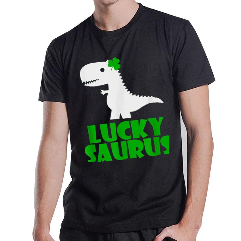 Luckysaurus T Rex Dinosaur Shamrock Green Clover Boy Girl T-Shirt