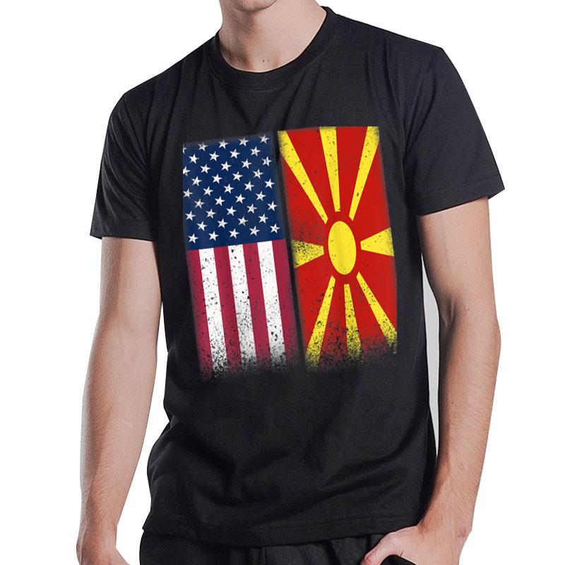 Macedonia Shirt Macedonian American Flags Proud Usa T-Shirt