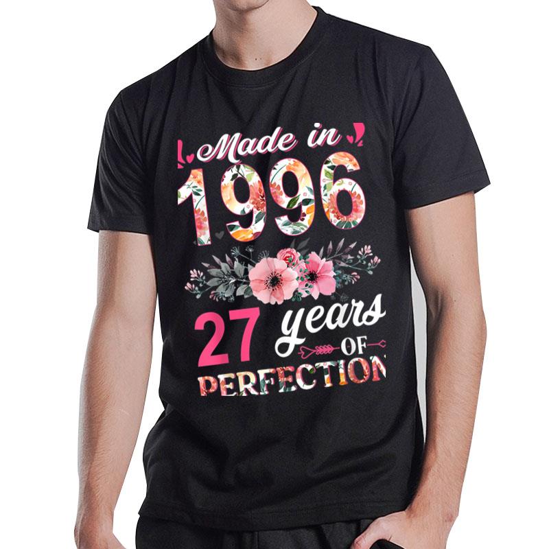 Made In 1996 Floral 27 Year Old 27Th Birthday Gifts Women T-Shirt