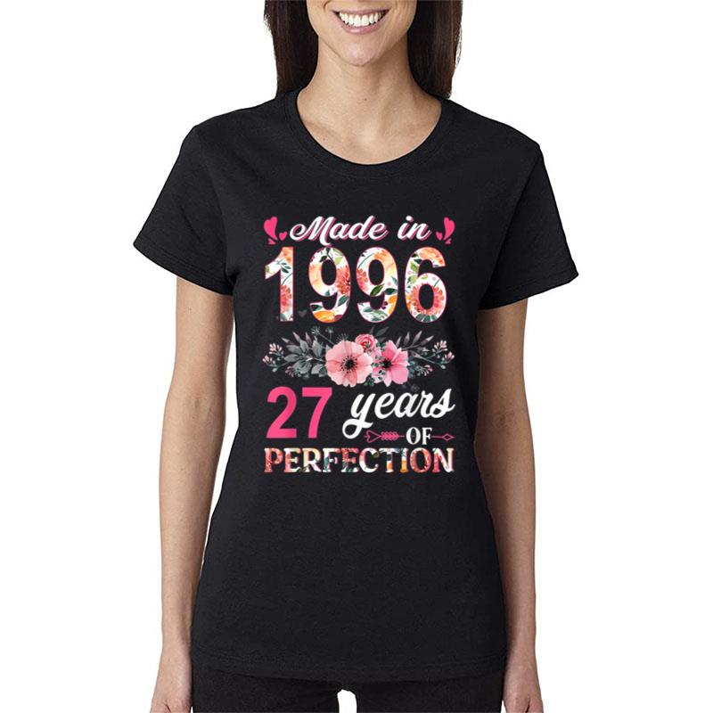 Made In 1996 Floral 27 Year Old 27Th Birthday Gifts Women Women T-Shirt