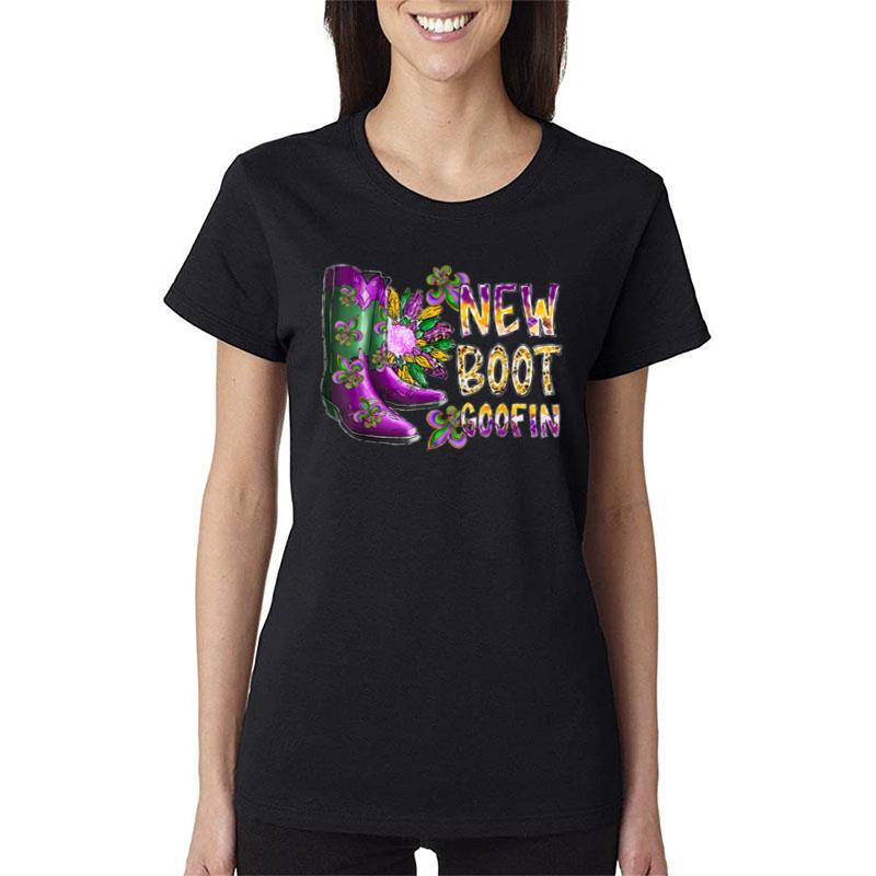 Mardi Gras New Boots Goofin Funny Parade Festival Party Women T-Shirt