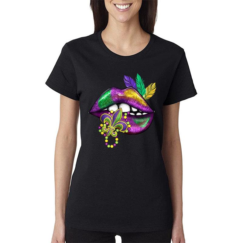 Mardi Gras Shirt Women Lips Costume Party Carnival Parade Women T-Shirt