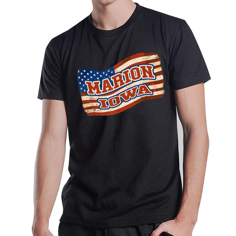 Marion City Iowa Vintage American Flag T-Shirt