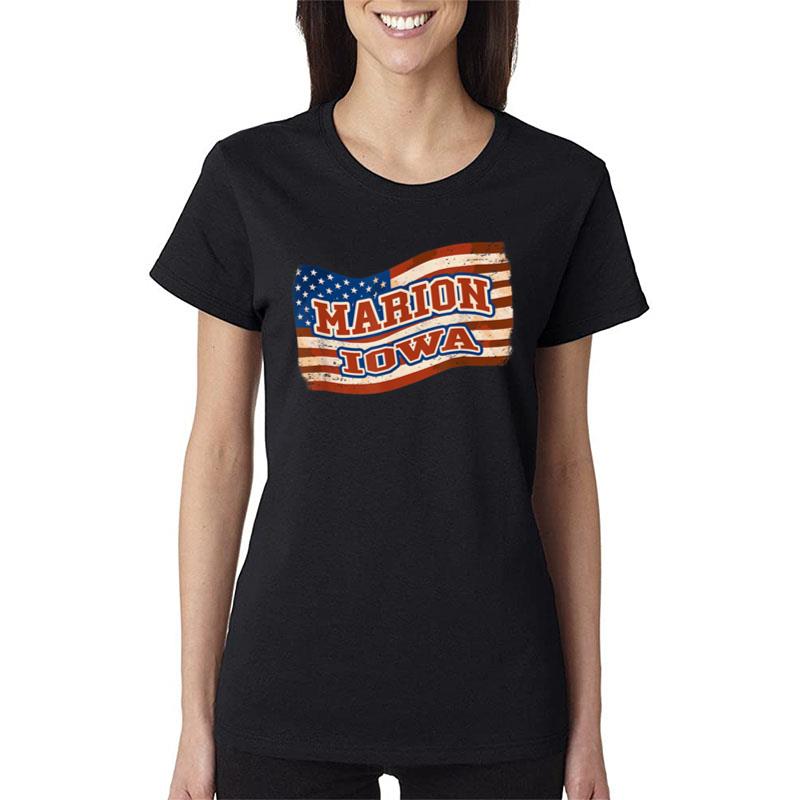 Marion City Iowa Vintage American Flag Women T-Shirt