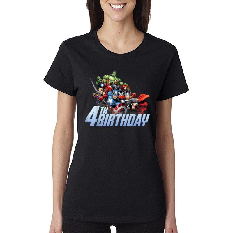 Marvel Avengers Action Shot 4th Birthday Women T-Shirt