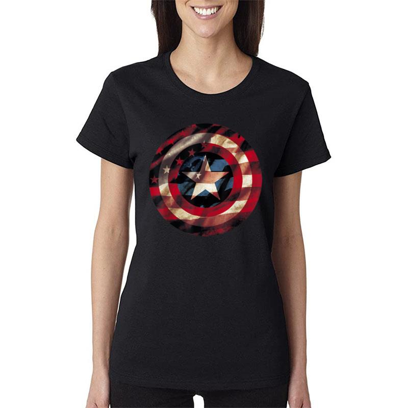 Marvel Comics Captain America Flag Fill Shield Women T-Shirt