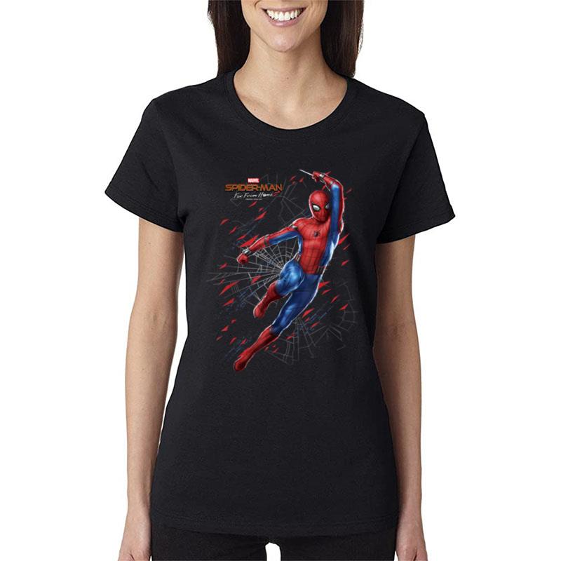 Marvel Spider-Man Far From Home Web Swing Shatter Portrait Women T-Shirt