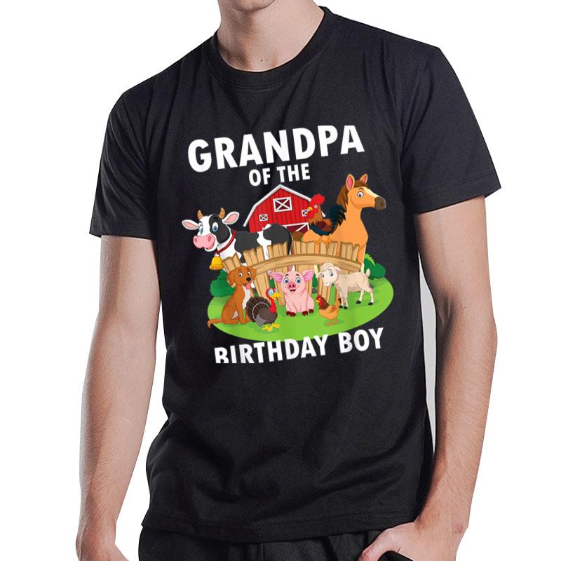 Mens Grandpa Of The Birthday Boy Farm Animals Matching Farm T-Shirt