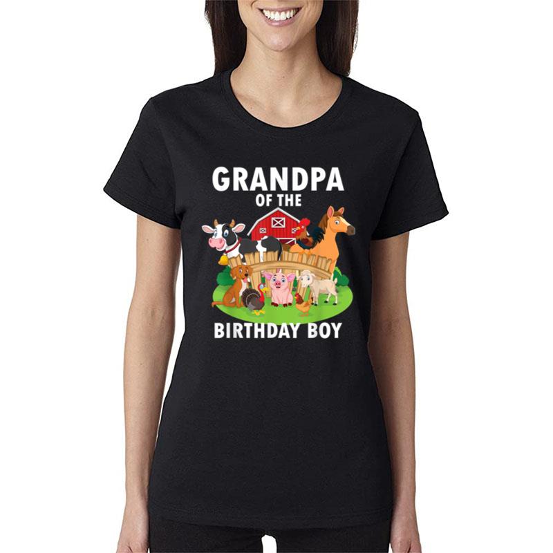 Mens Grandpa Of The Birthday Boy Farm Animals Matching Farm Women T-Shirt