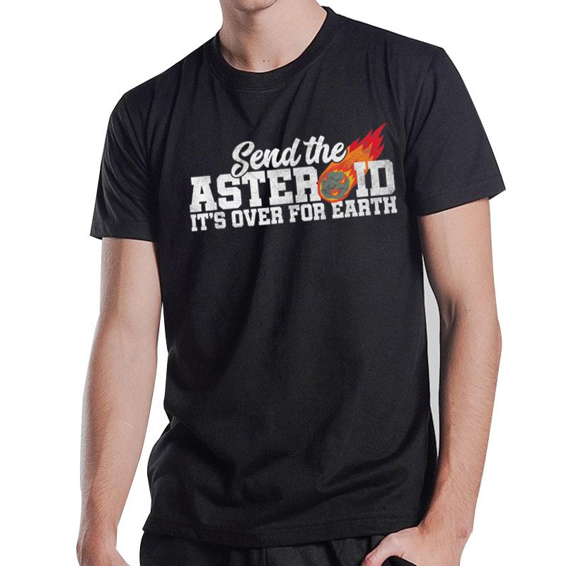 Mens Send the Asteroid Coach Gang Wear Black Graphic Tops T-Shirt