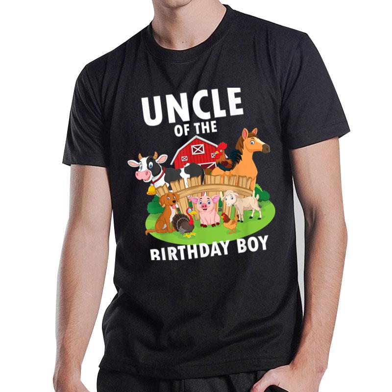 Mens Uncle Of The Birthday Boy Farm Animals Matching Farm Theme T-Shirt