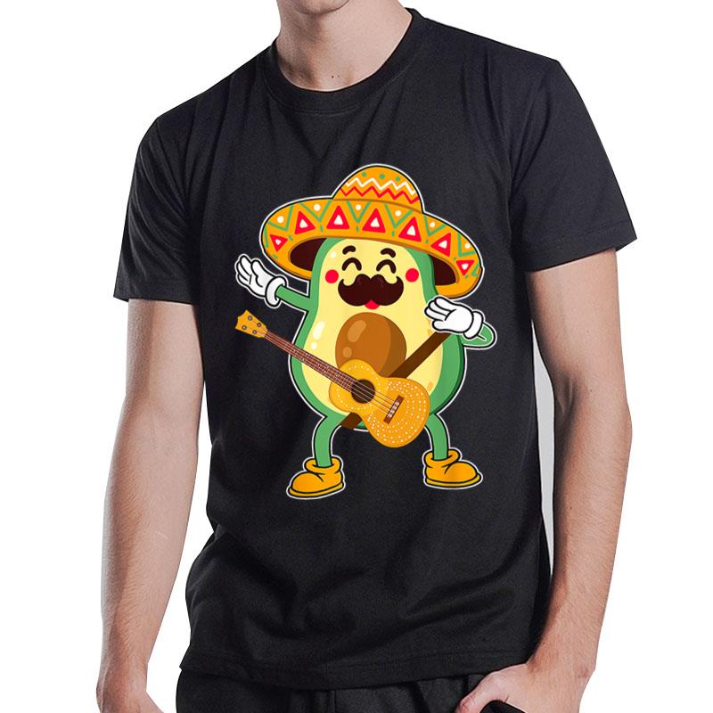 Mexican Dabbing Avocado Cinco De Mayo Dad Guitarist Party T-Shirt