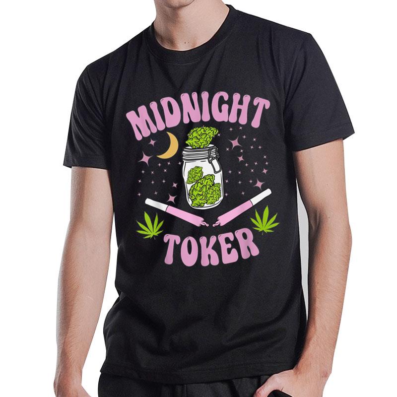 Midnight Toker Cannabis 420 Cannabis Weed Leaf Stoner Girl T-Shirt