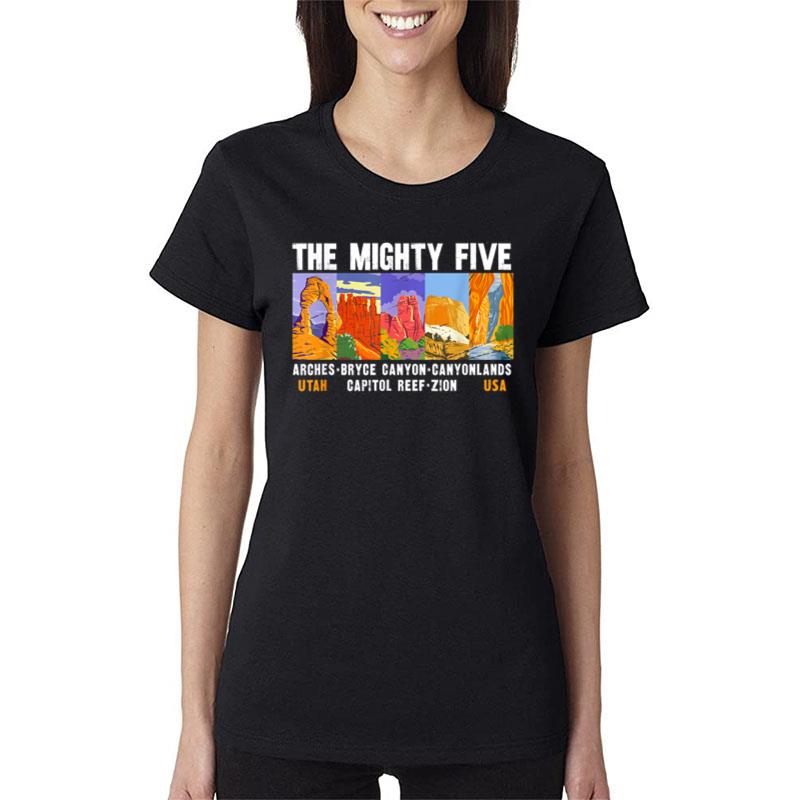 Mighty Five Utah National Parks Distressed Vintage Women T-Shirt