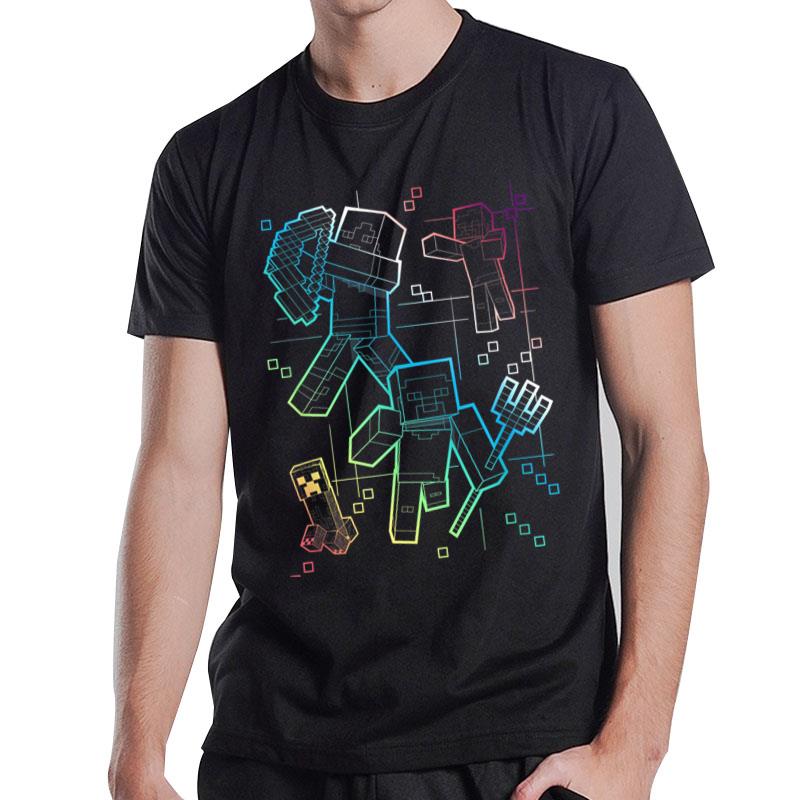 Minecraft Group Shot Rainbow Collage T-Shirt