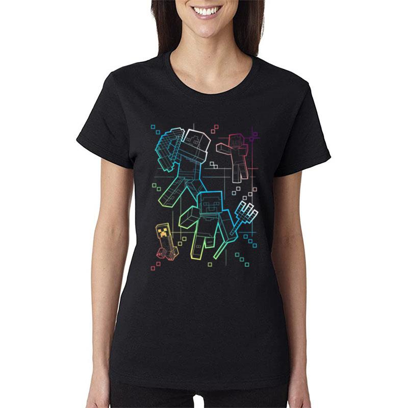 Minecraft Group Shot Rainbow Collage Women T-Shirt