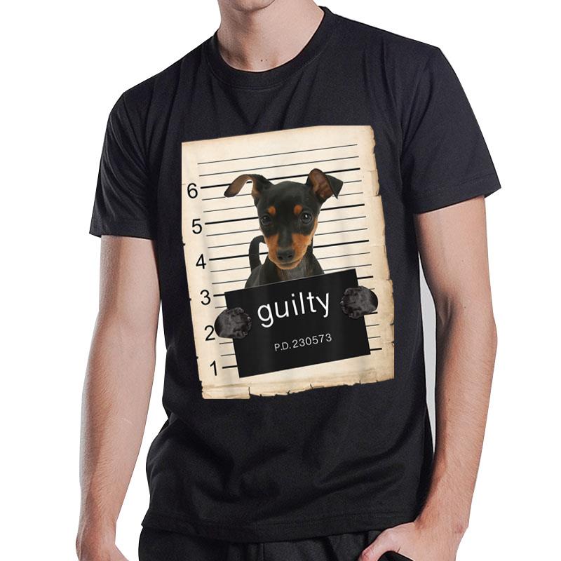 Miniature Doberman pinscher Dog mug shot bad dog T-Shirt