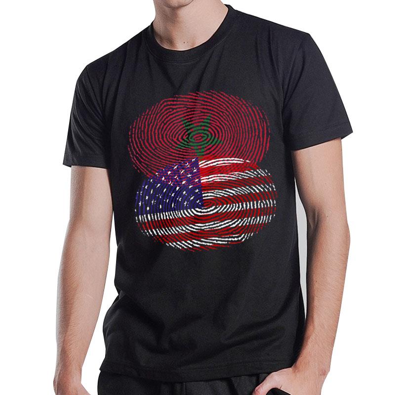 Moroccan American Fingerprint Flags T-Shirt