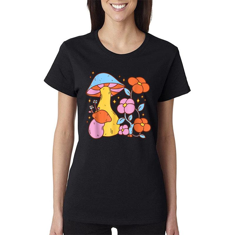 Mycology Colourful Magic Mushrooms For Hippies And Mushroom Women T-Shirt