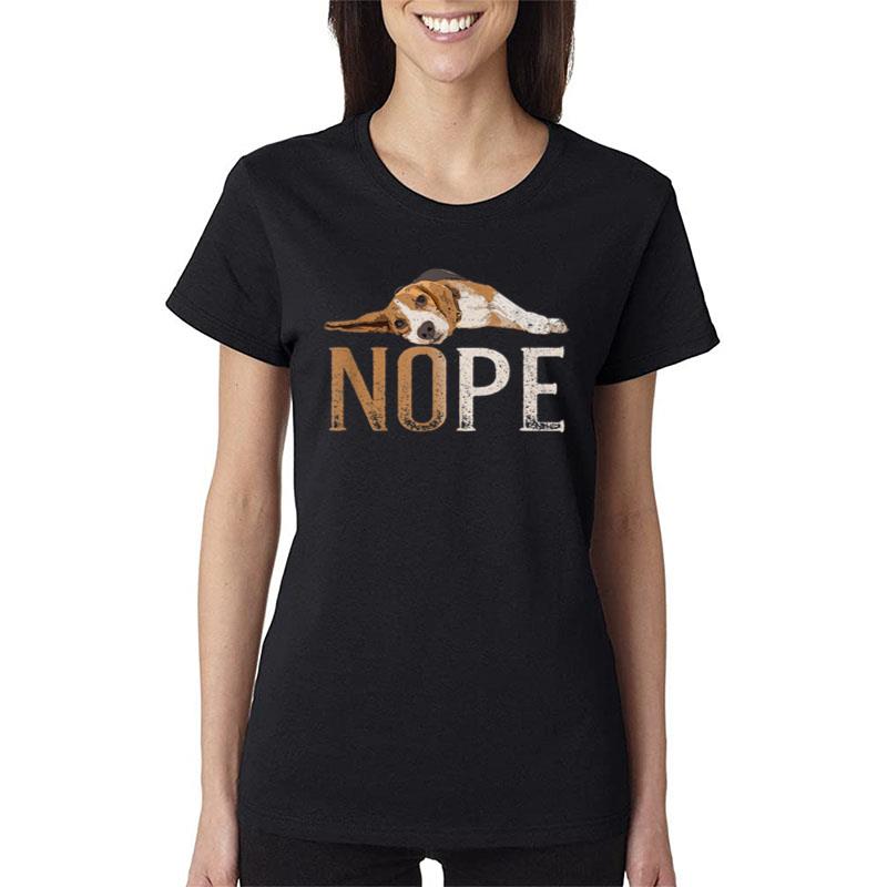 Nope Lazy Beagle Funny Dog Lover Vintage Cute Beagle Mom Women T-Shirt