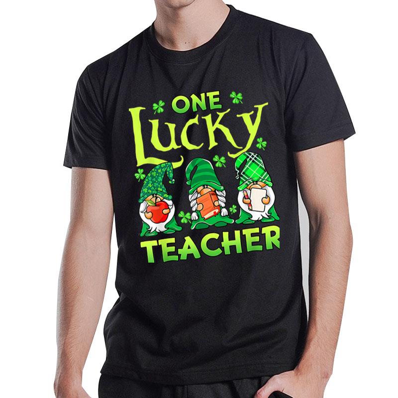 One Lucky Teacher Gnomes Shamrock St Patrick'S Day T-Shirt