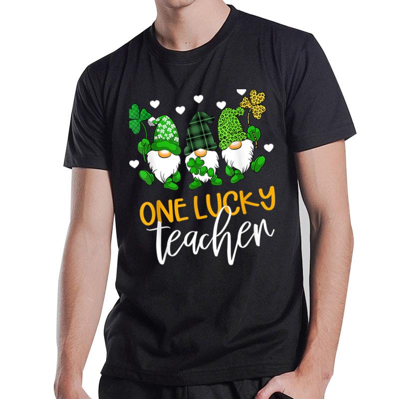 One Lucky Teacher Gnomies St Patrick’S Day Gnome Shamrock T-Shirt