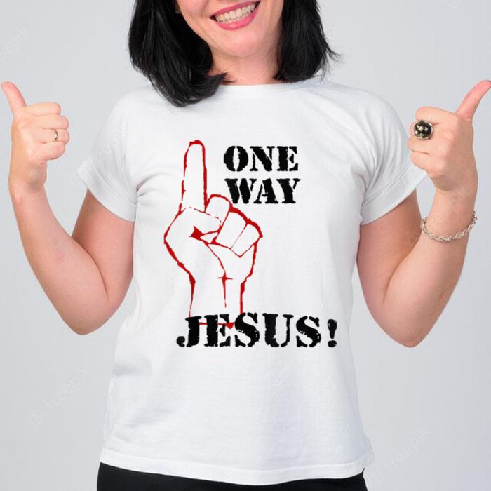 One Way Jesus People Christian Revolution Finger Up Retro Women T-Shirt