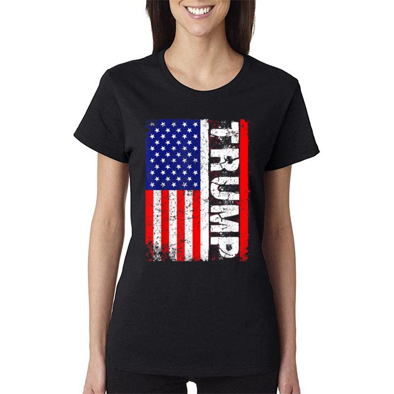 PRESIDENT Donald Trump 2020 Vintage USA Flag s Women T-Shirt