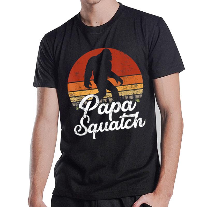 Papa Squatch Dad Bigfoot Sasquatch Vintage Retro Fathers Day T-Shirt
