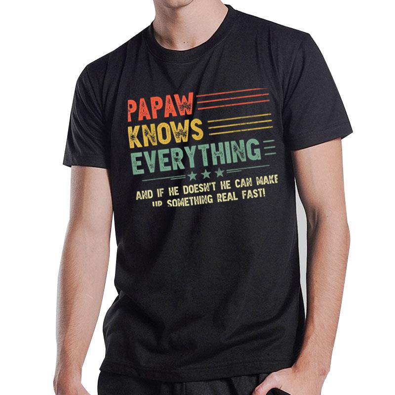 Papaw Knows Everything Men Vintage Retro Grandpa T-Shirt