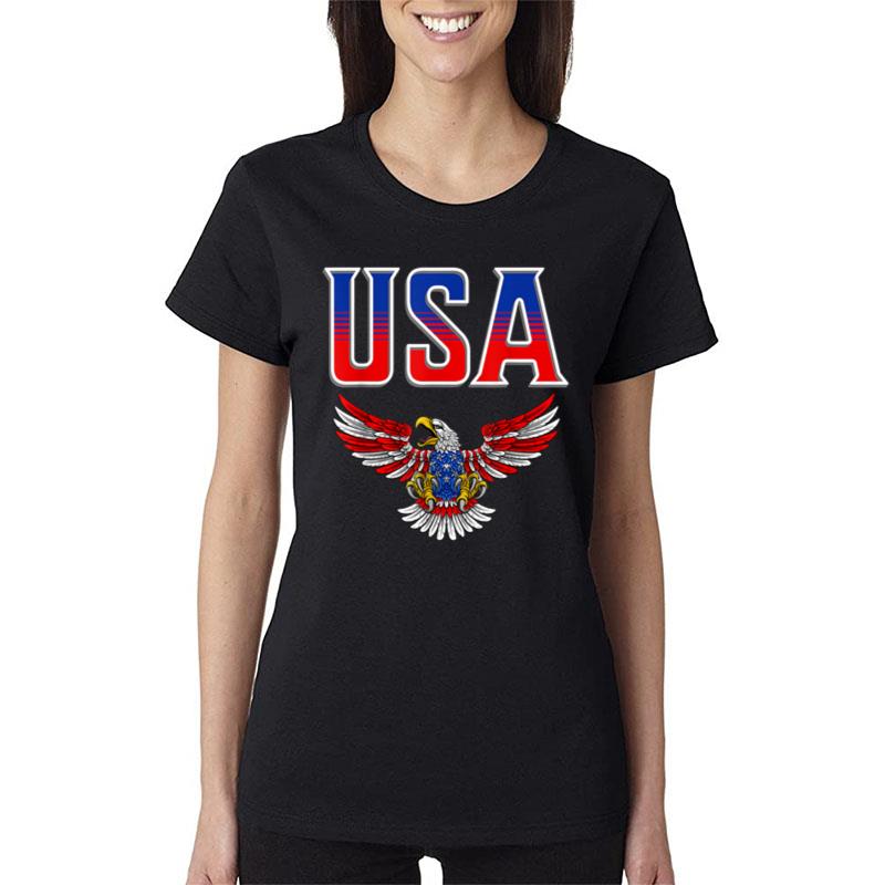 Patriotic Eagle 4Th Of July Usa American Flag Women T-Shirt